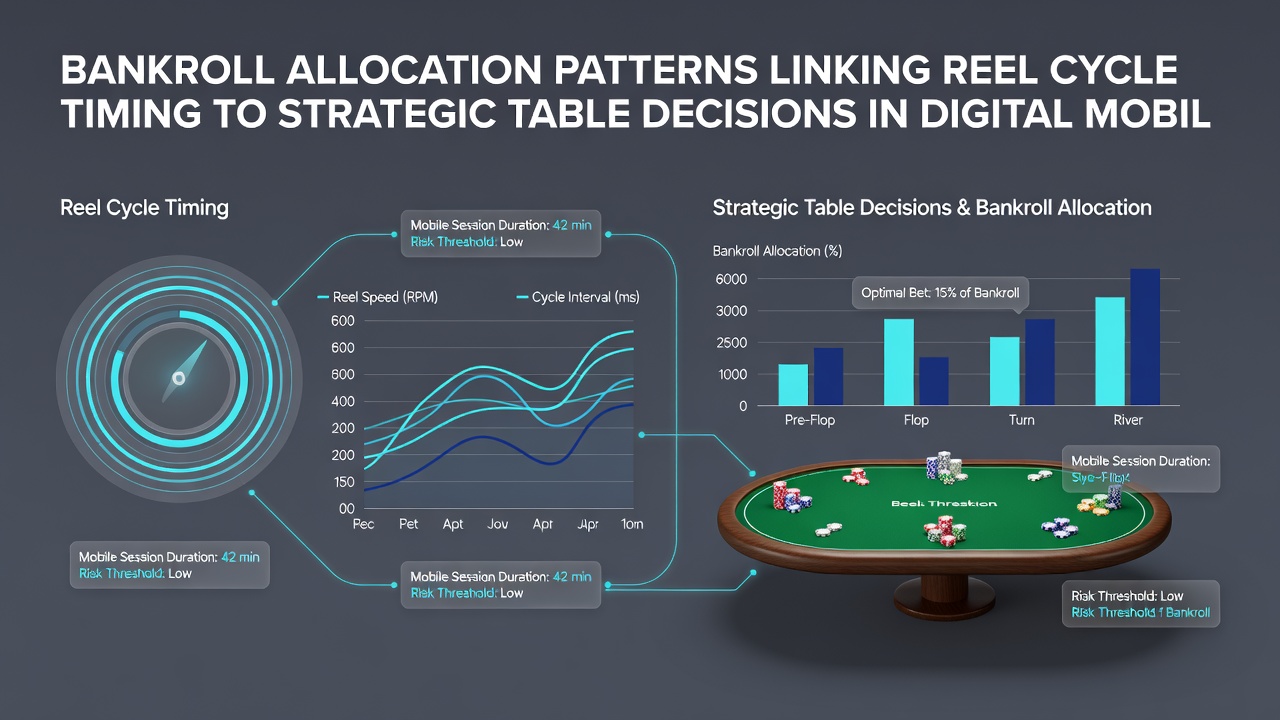 Illustration of mobile interface showing reel cycles synced with table game bankroll decisions