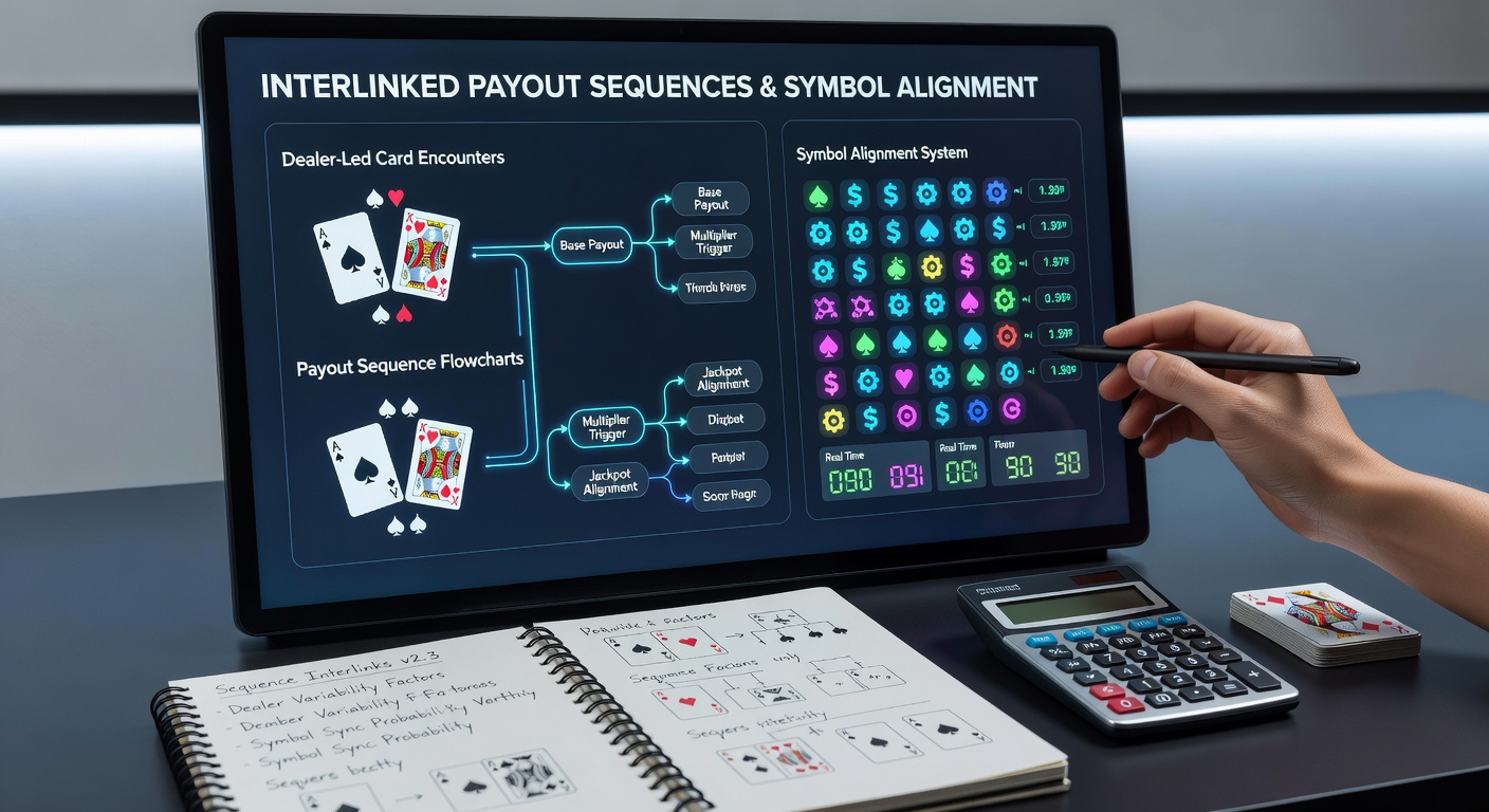 Detailed view of symbol alignment mechanics integrated with dealer card encounter data flows in mobile betting apps