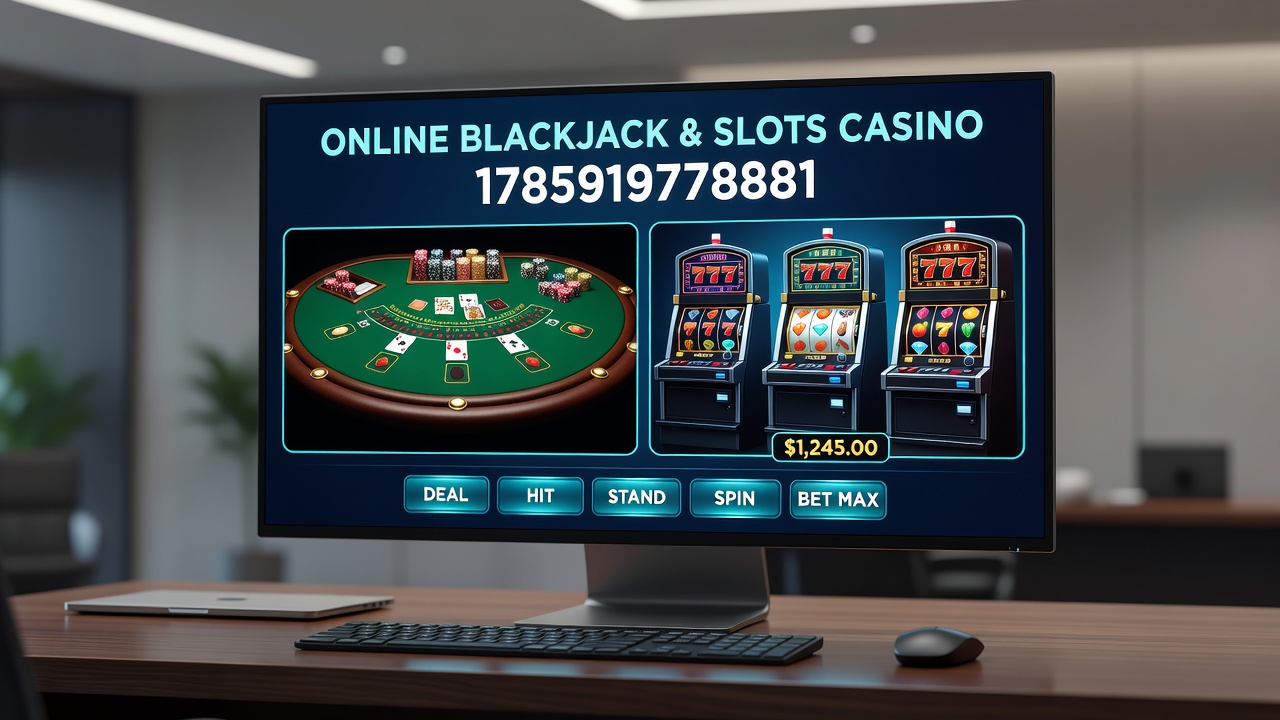 Mobile casino screen displaying side-by-side blackjack table and slot reels during active gameplay