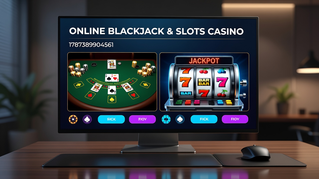 Mobile screen displaying synchronized blackjack and slots casino gameplay