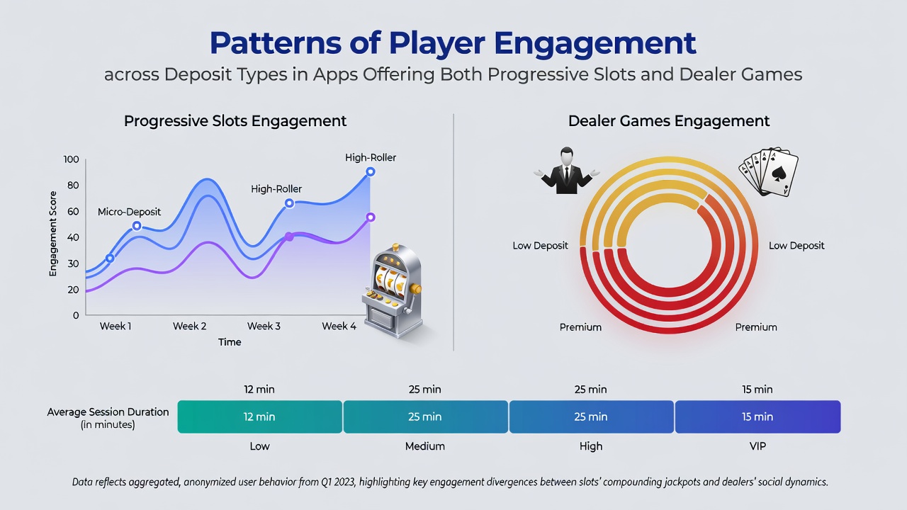 Data visualization chart displaying engagement metrics across different deposit methods in casino apps