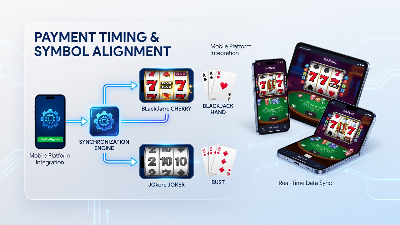 Close-up of mobile screen displaying aligned slot symbols next to an active blackjack hand after a completed payment
