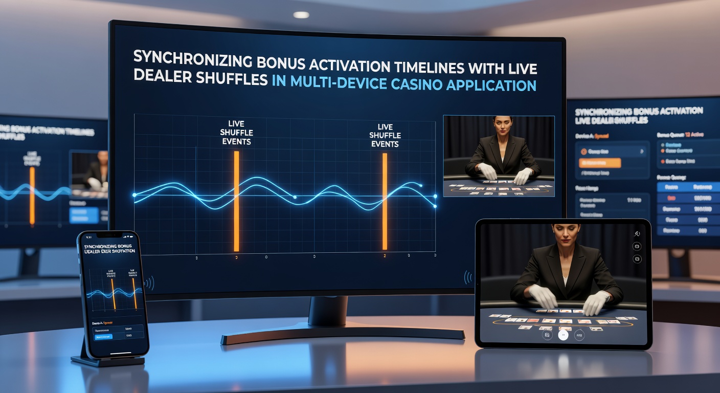 Live dealer table interface with multi-device synchronization indicators for bonuses and shuffles