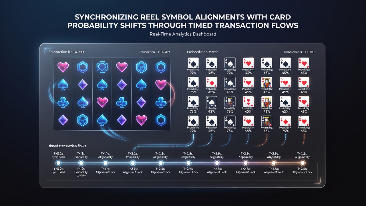Flowchart of timed transaction pathways linking mobile reels to live dealer card interfaces