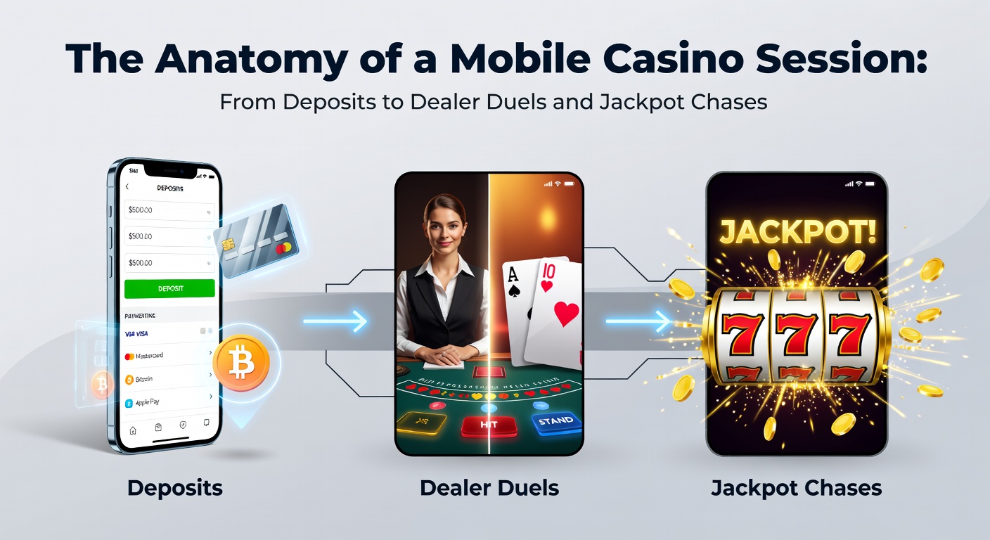 A smartphone screen displaying a vibrant mobile casino app interface with deposit options and game thumbnails glowing in the foreground