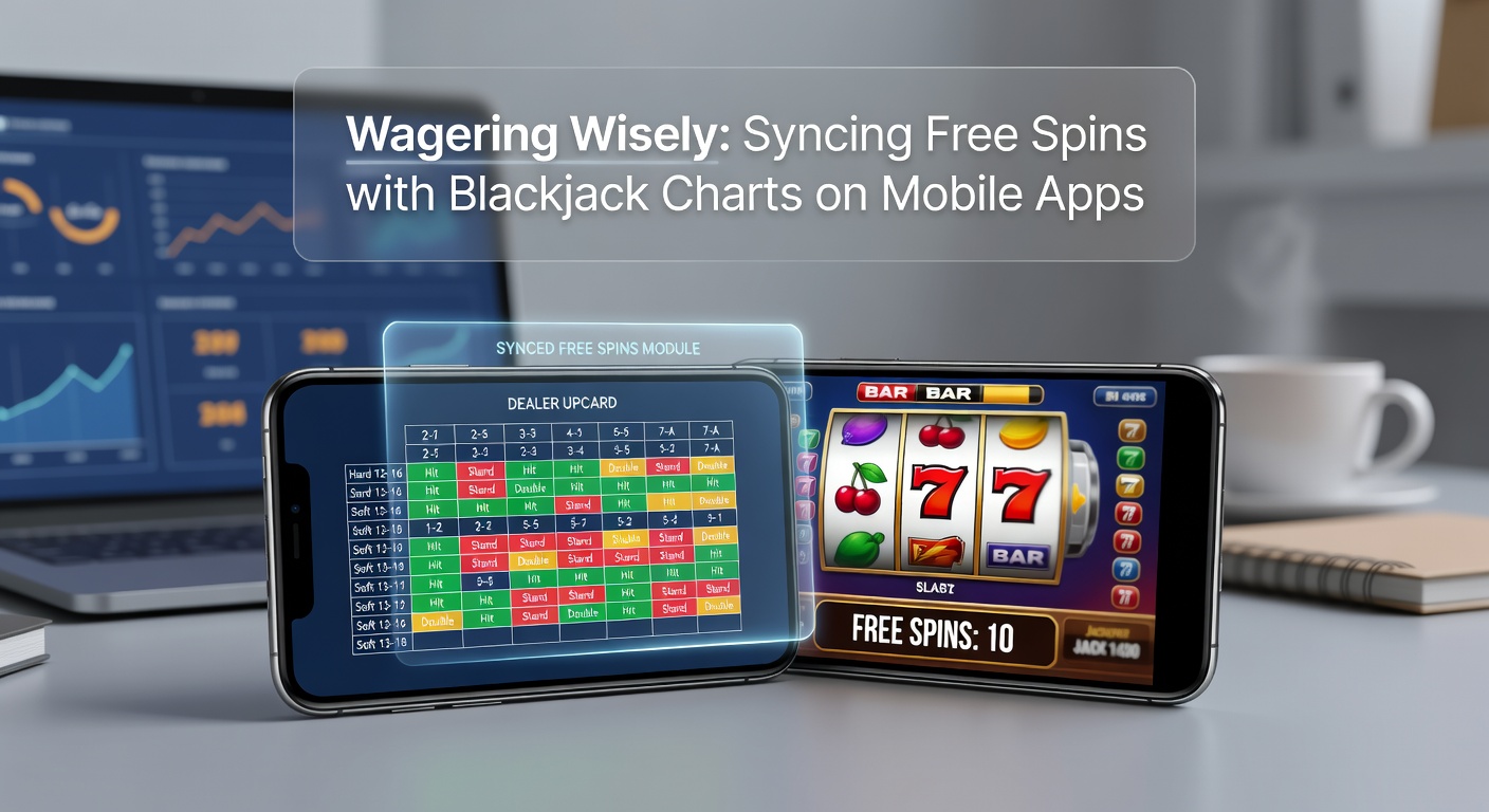 Smartphone interface demonstrating bankroll transfer from slot free spins winnings to a blackjack table with strategy chart visible